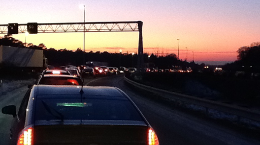 In de file op de A12.